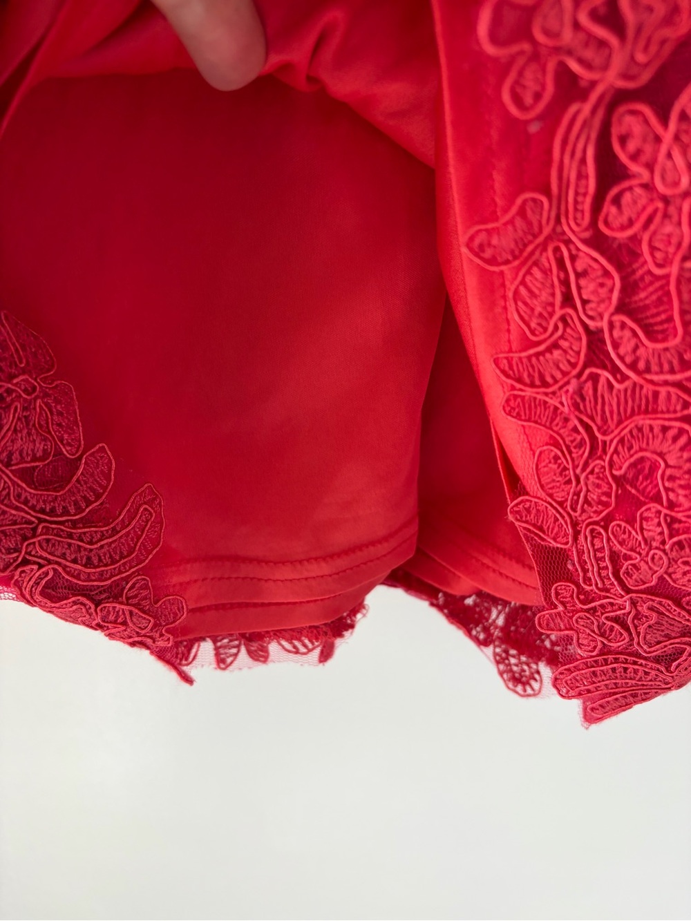 Tadashi Shoji Size 6 Flame Red Corded Lace Tulle Sheath Cocktail Dress - Picture 8 of 13